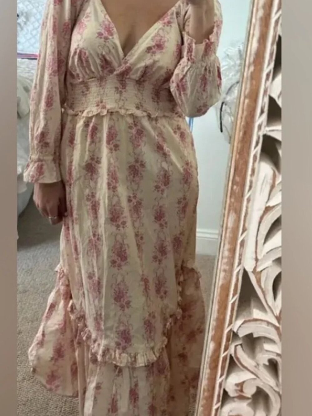 LOVESHACKFANCY Firefly Maxi Dress Pink floral Ethereal flowy summer dainty MED - Picture 8 of 14